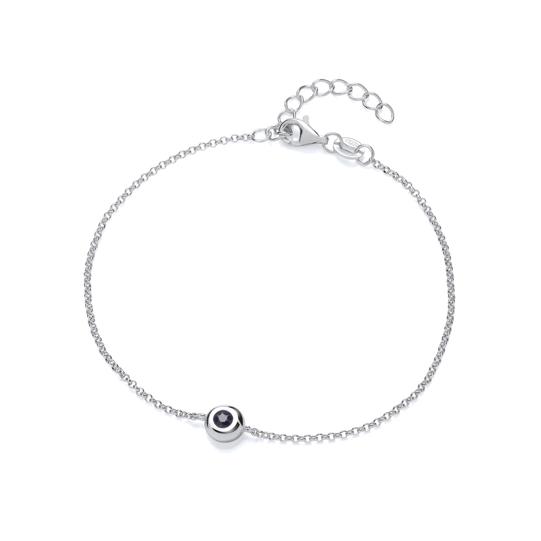 Sterling Silver Bezel Set Real Sapphire Bracelet