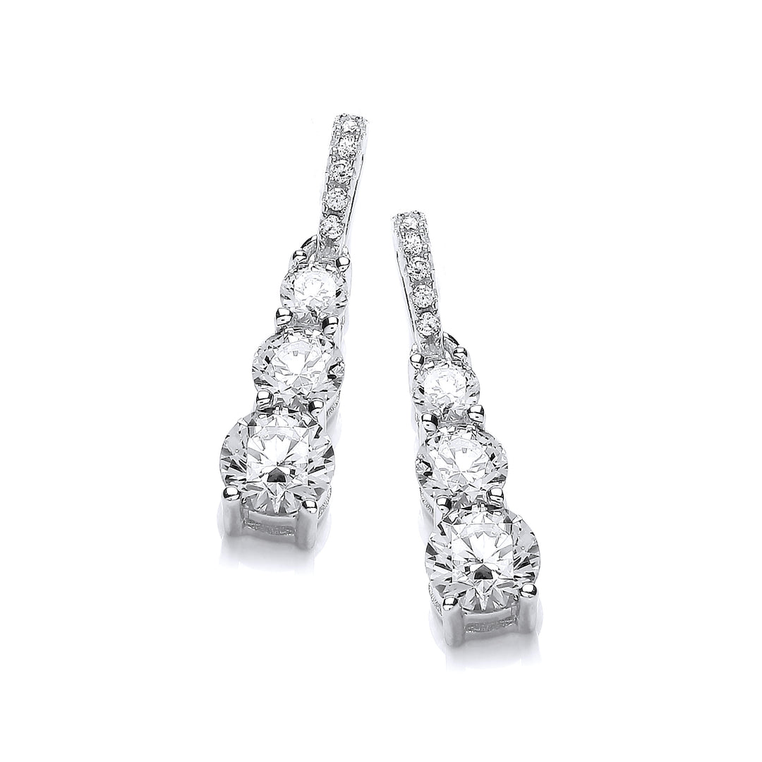 Sterling Silver Trio Drop Earrings Created with Swarovski Zirconia