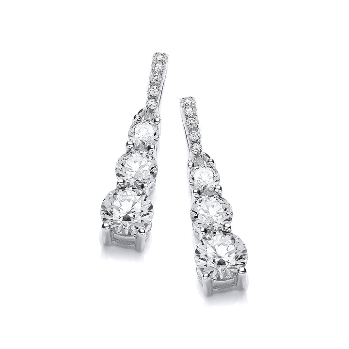 Sterling Silver Trio Drop Earrings Created with Swarovski Zirconia
