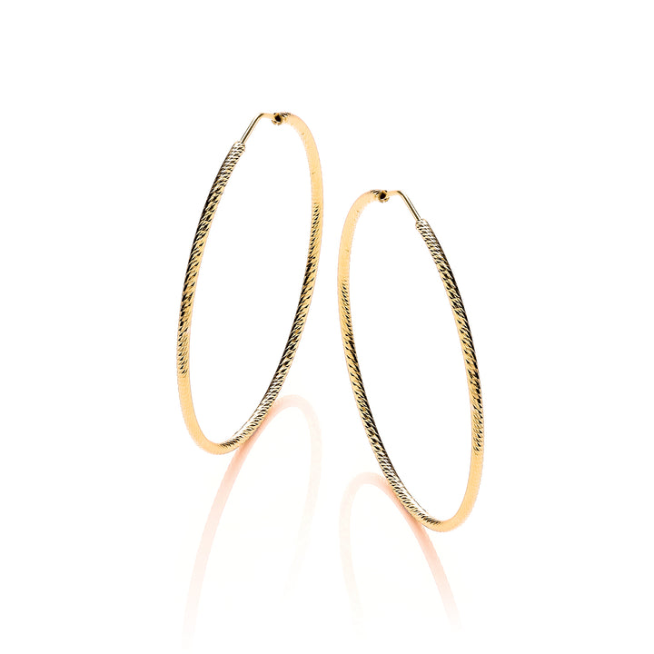 Sterling Silver & Yellow Gold Plated Diamond Cut 55mm Hoop Earrings