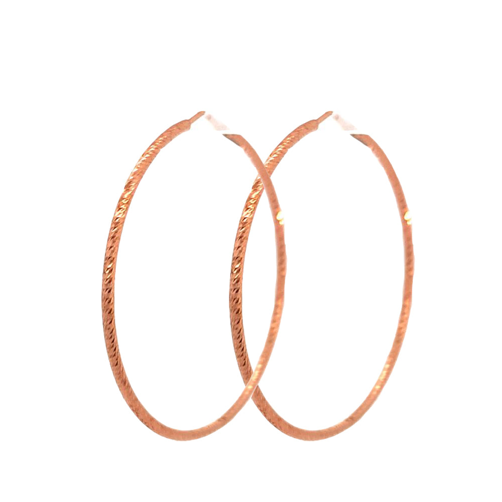 Sterling Silver & Rose Gold Plated Diamond Cut 55mm Hoop Earrings