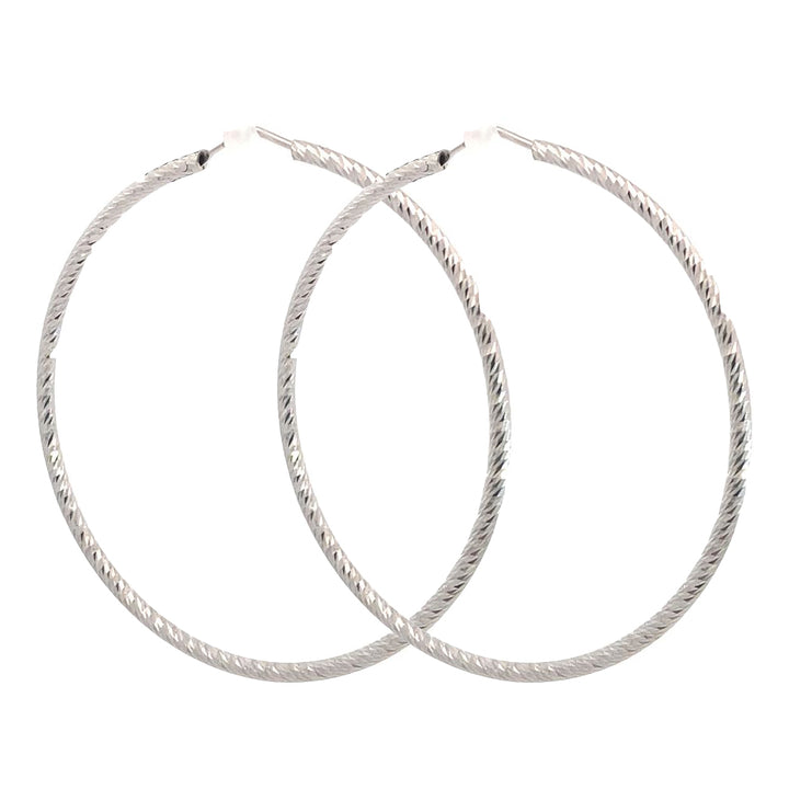 Sterling Silver Diamond Cut 55mm Hoop Earrings