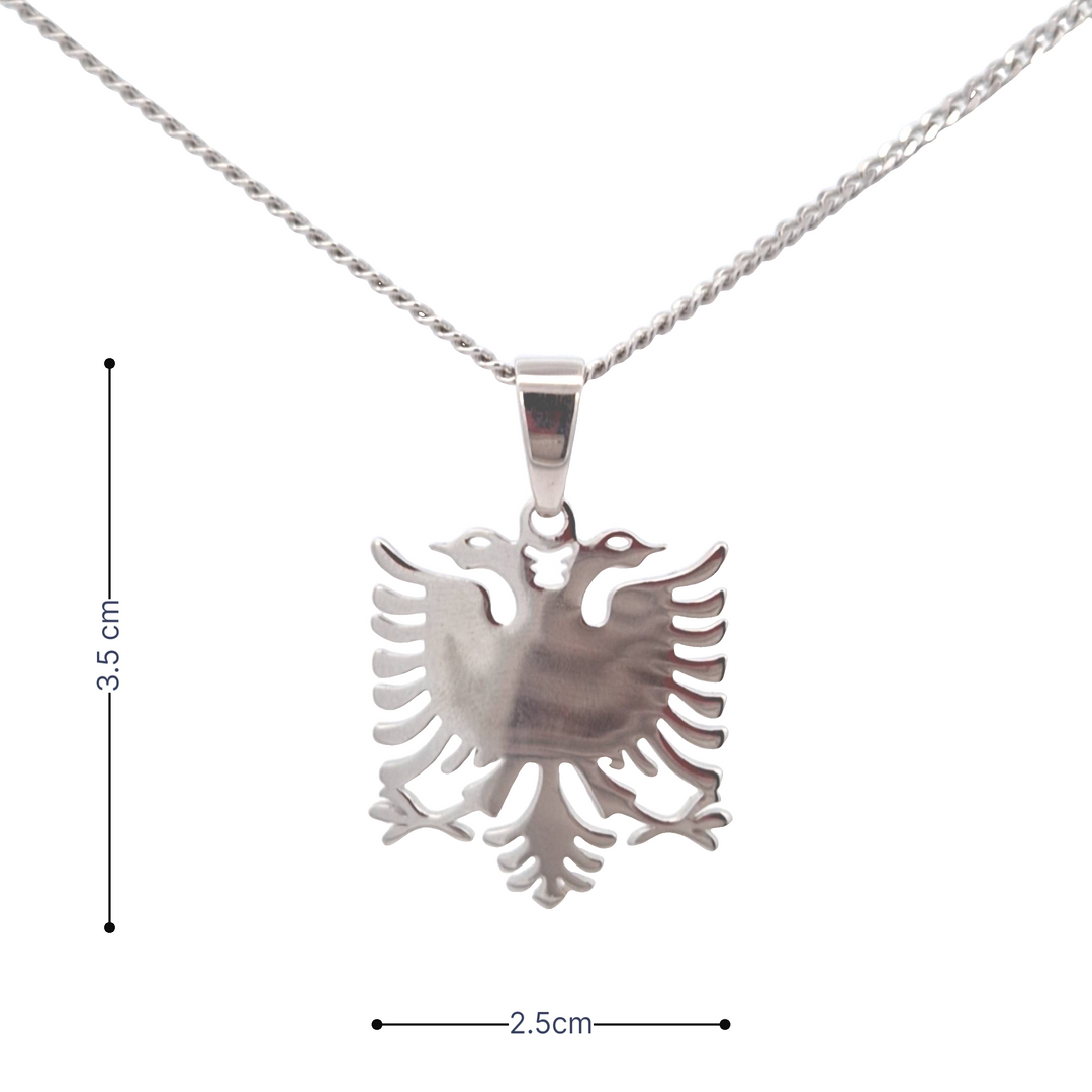 STERLING SILVER ALBANIAN EAGLE PENDANT AND CHAIN