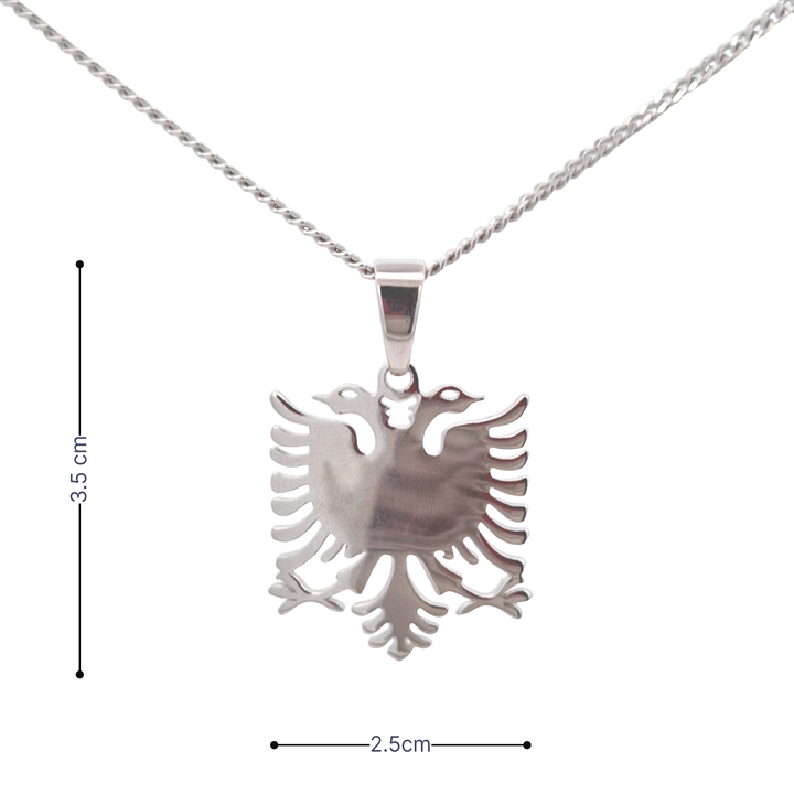 STERLING SILVER ALBANIAN EAGLE PENDANT AND CHAIN