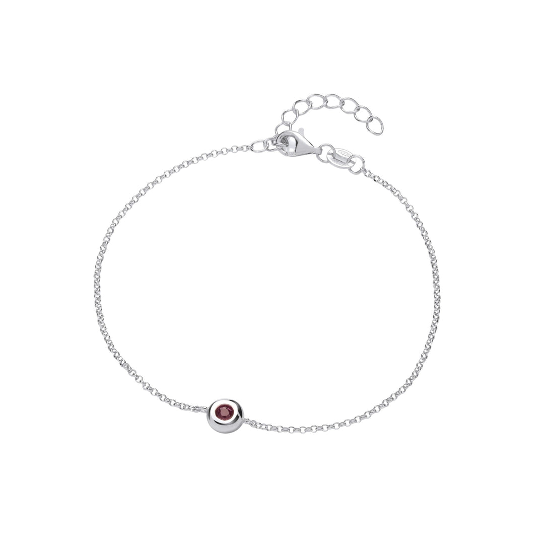 Sterling Silver Bezel Set Real Ruby Bracelet