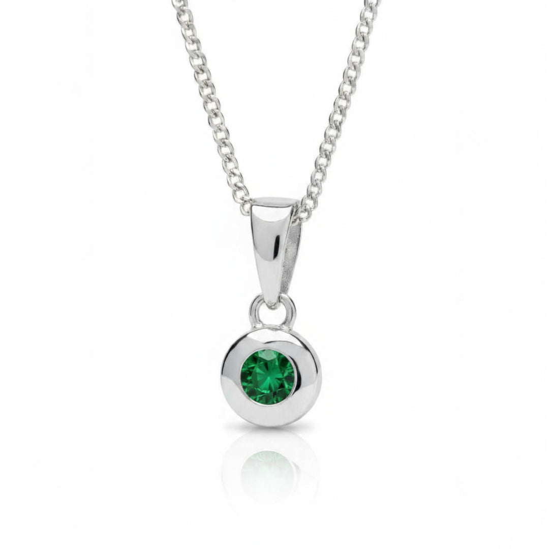 Sterling Silver Bezel Set Real Emerald Pendant