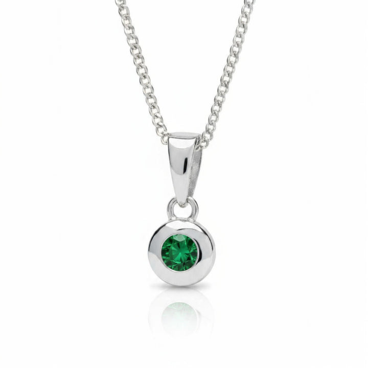 Sterling Silver Bezel Set Real Emerald Pendant