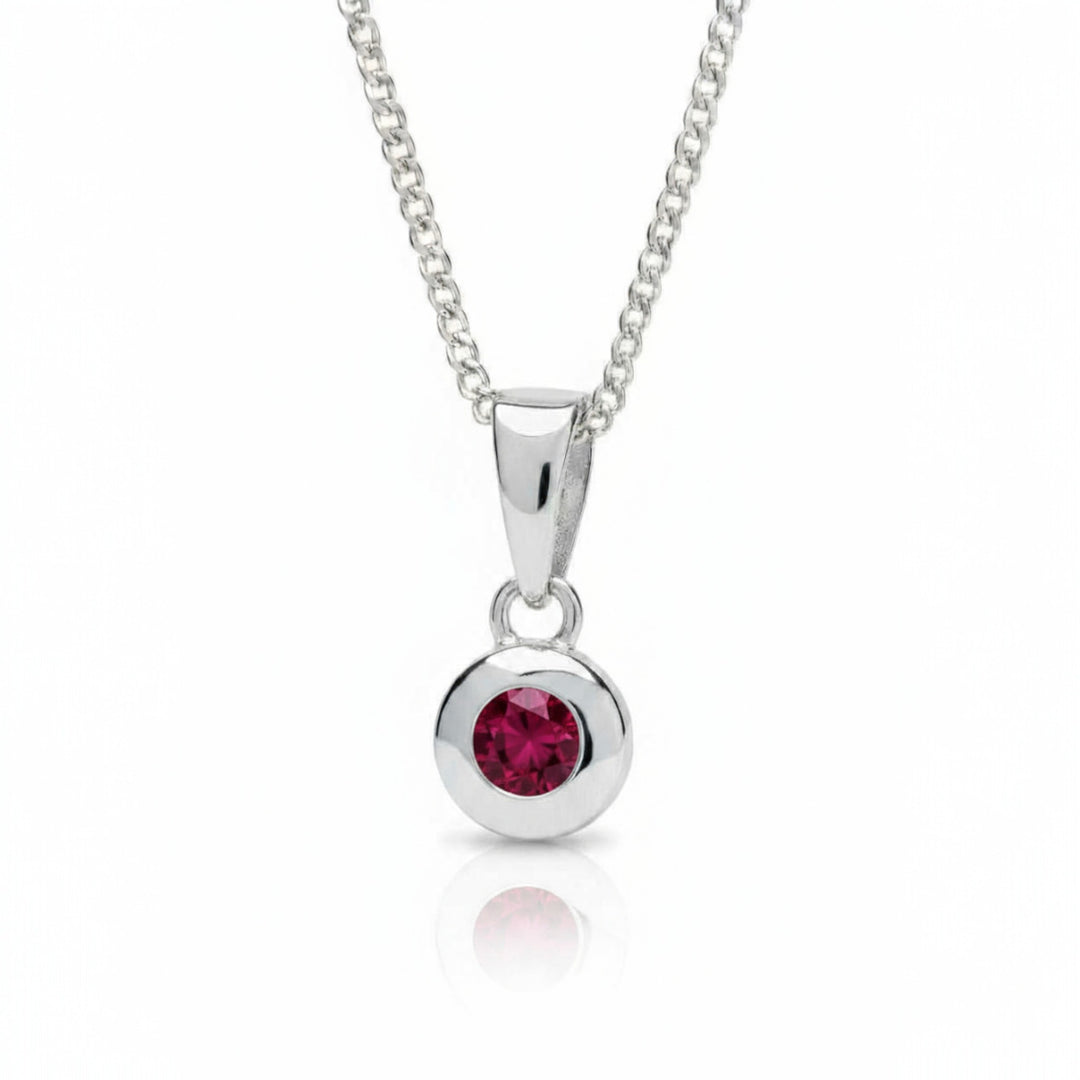 Sterling Silver Bezel Set Real Ruby Pendant