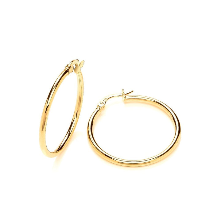 9ct Yellow Gold Classic Round Hoop Earrings