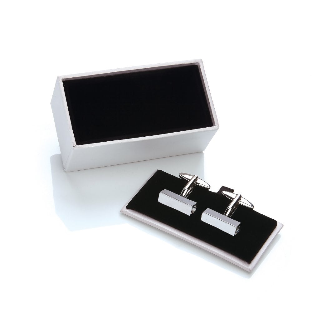 Brass & Rhodium Plated Light Blue Cubic Zirconia Prism Cufflinks