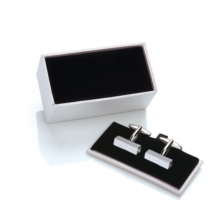 Brass & Rhodium Plated Light Blue Cubic Zirconia Prism Cufflinks