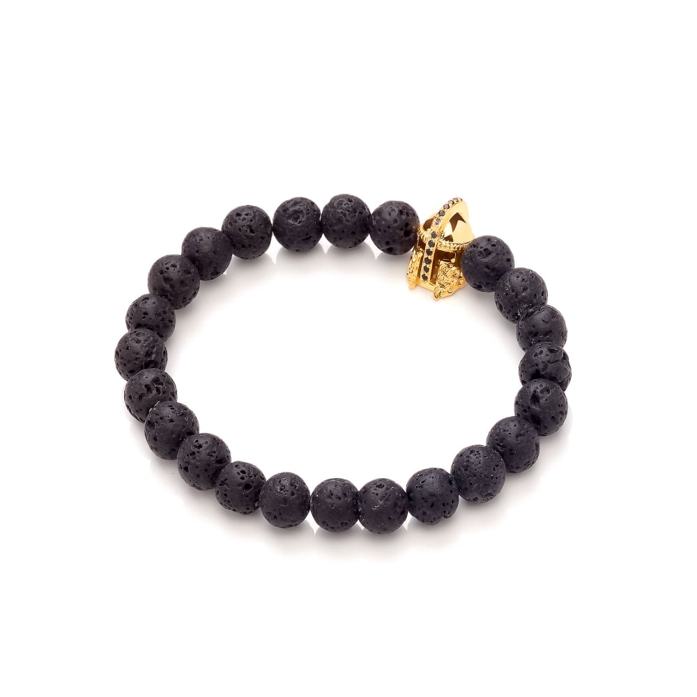 Lava Stone Gold Plated "Warrior" Elastic Bracelet