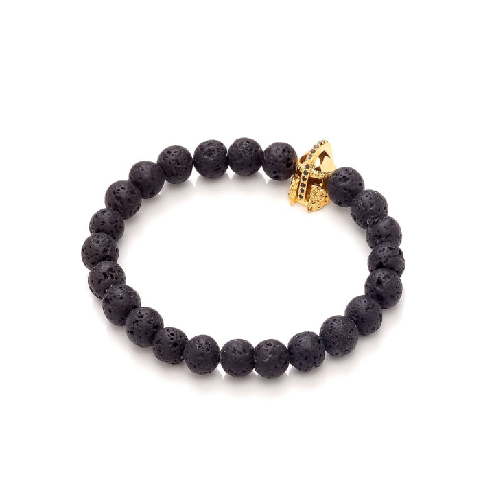 Lava Stone Gold Plated "Warrior" Elastic Bracelet