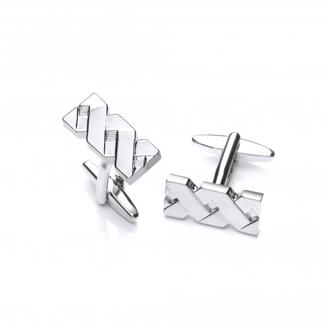Rhodium Plated Crisscross Cufflinks