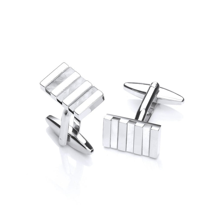 Rhodium Plated Mother of Pearl Cross Cufflinks
