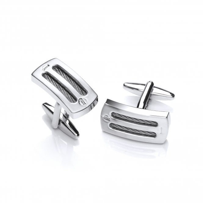 Rhodium Plated Screw & Wire Cufflinks