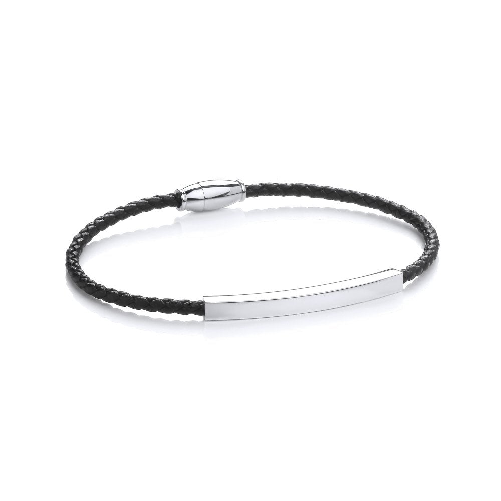 Stainless Steel Vegan Leather Thin Bracelet