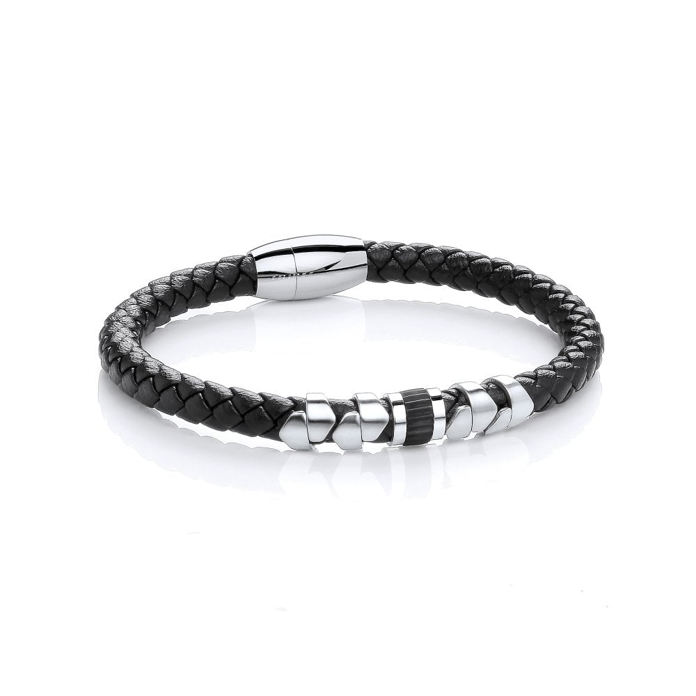 Stainless Steel Vegan Leather Tribal Bracelet