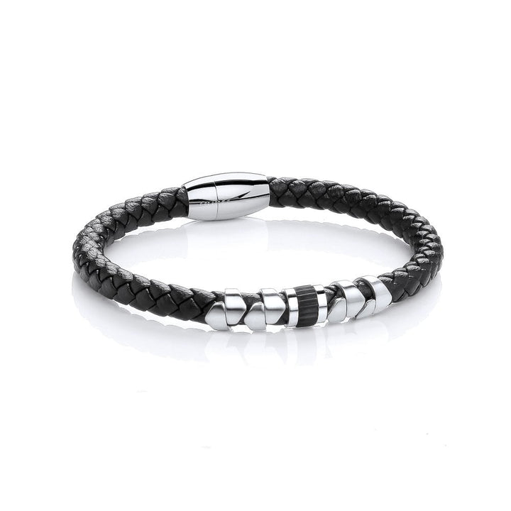 Stainless Steel Vegan Leather Tribal Bracelet