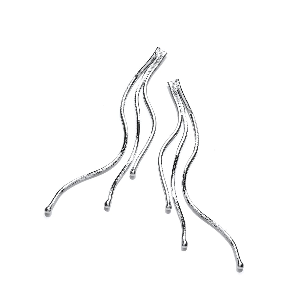 Sterling Silver 3 Lengths Snake Chain Earrings