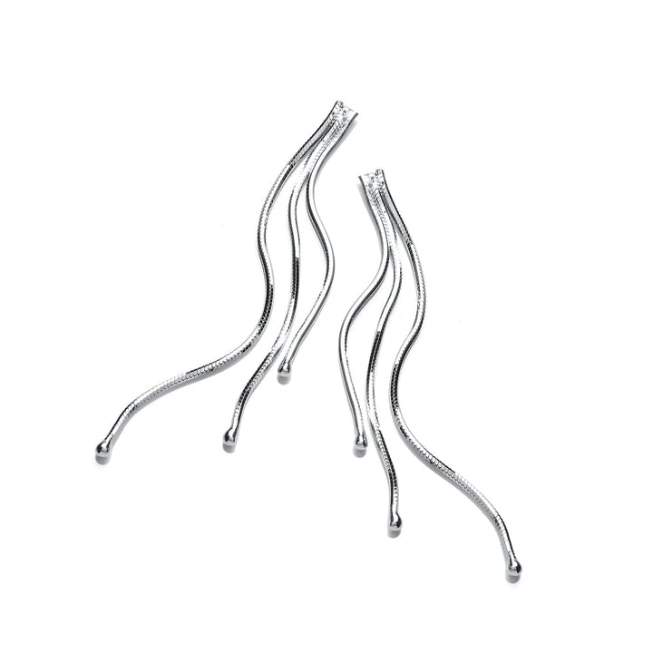 Sterling Silver 3 Lengths Snake Chain Earrings
