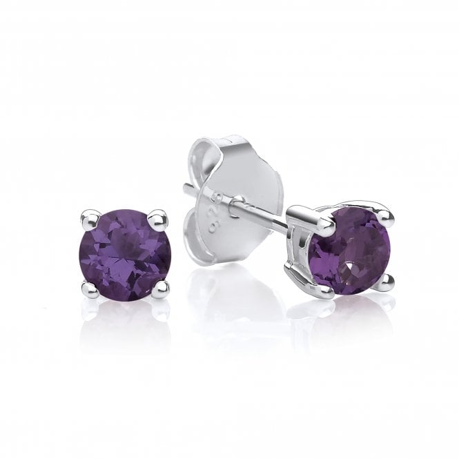 Sterling Silver Amethyst Stud Earrings February Birthstone