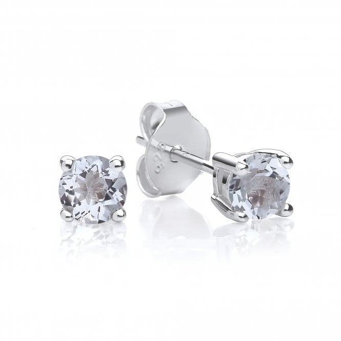 Sterling Silver Aquamarine Stud Earrings March Birthstone