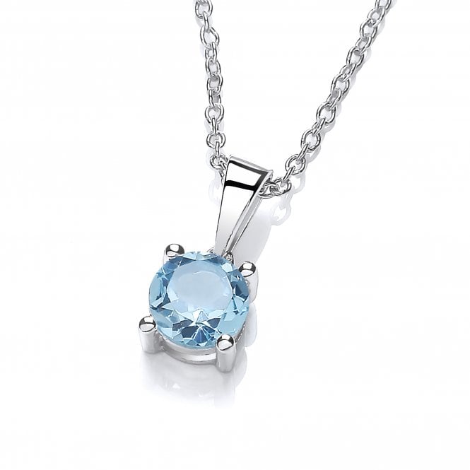 Sterling Silver Blue Topaz Necklace November Birthstone