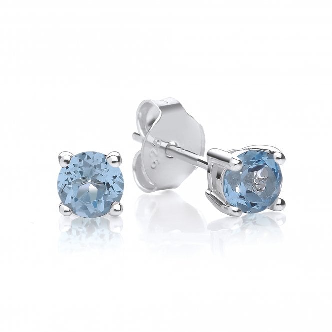 Sterling Silver Blue Topaz Stud Earrings November Birthstone