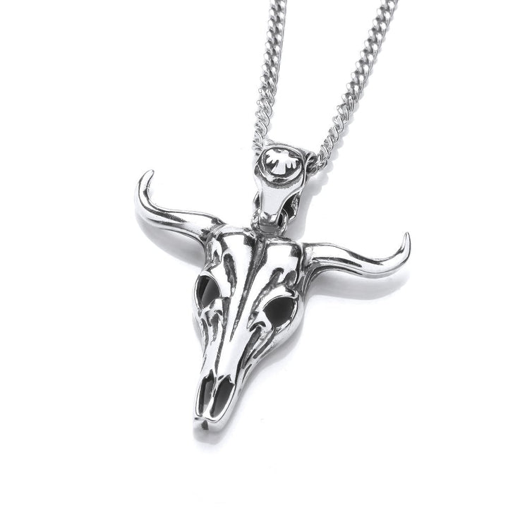 Sterling Silver Buffalo Skull Pendant & Chain
