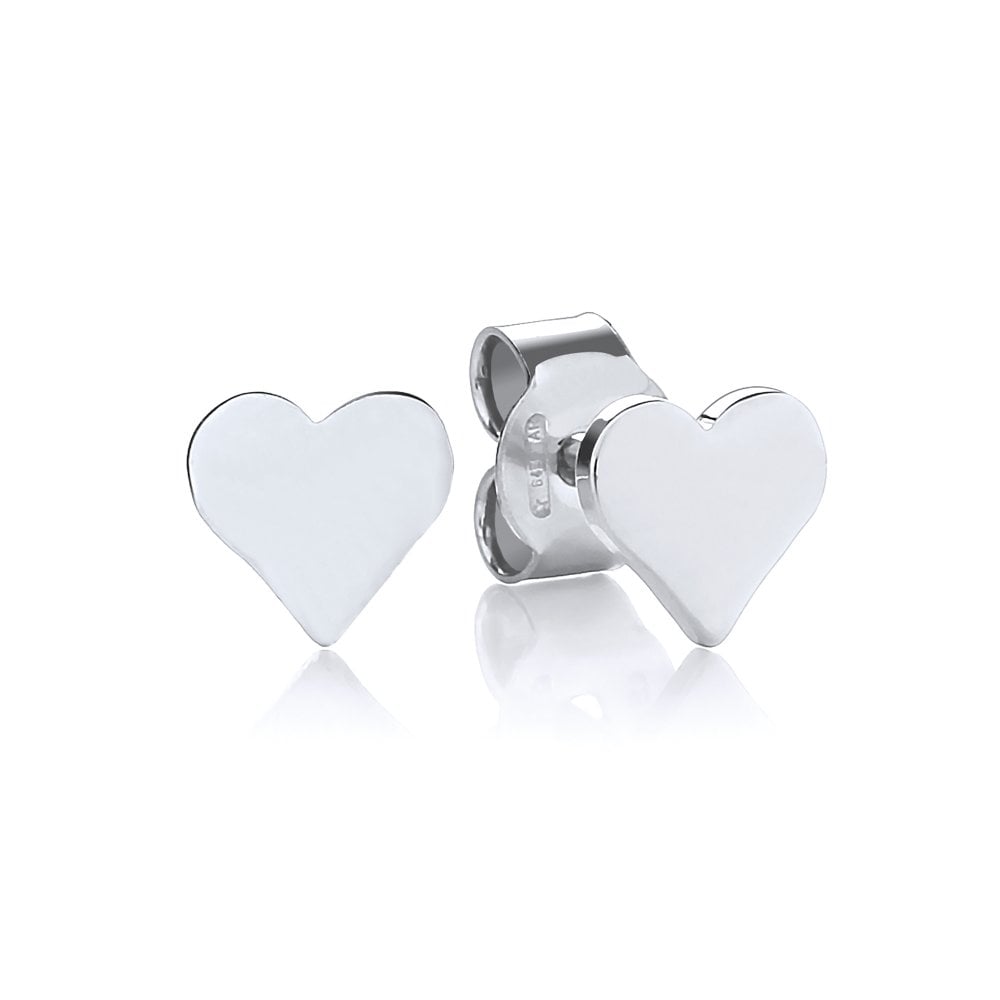 Sterling Silver Classic Heart Stud Earrings