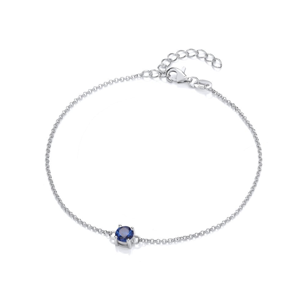 Sterling Silver Created Blue Sapphire Bracelet September Birthstone