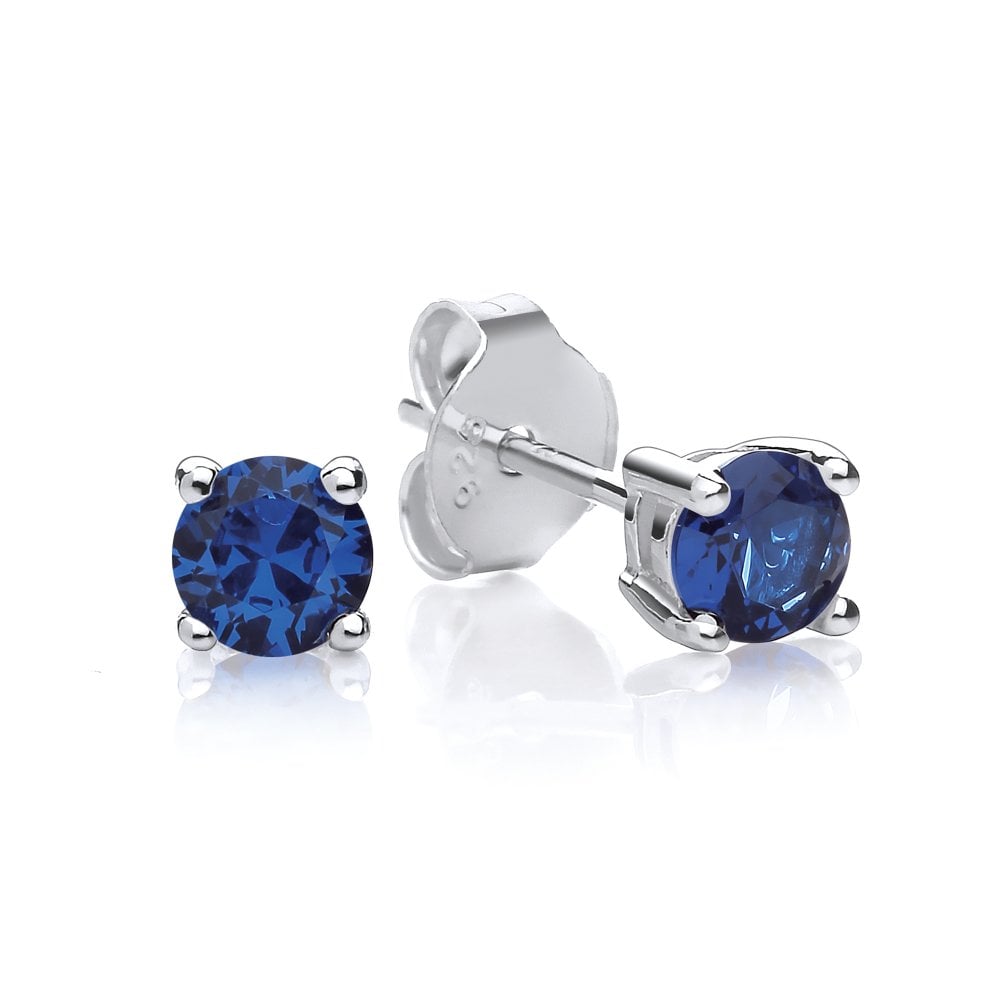 Sterling Silver Created Blue Sapphire Stud Earrings September Birthstone