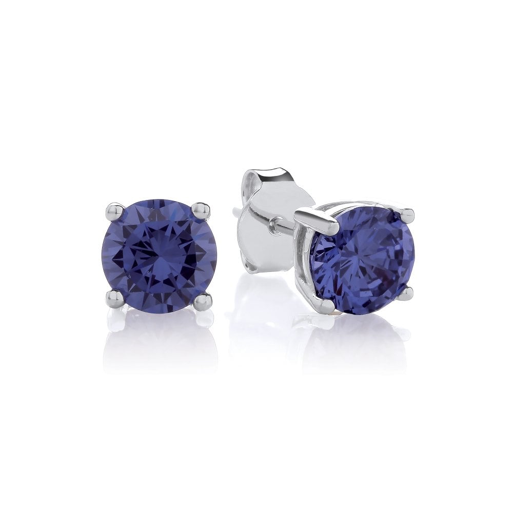 Sterling Silver Created Tanzanite 6mm Stud Earrings December Birthstone