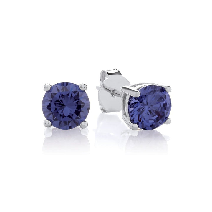 Sterling Silver Created Tanzanite 6mm Stud Earrings December Birthstone