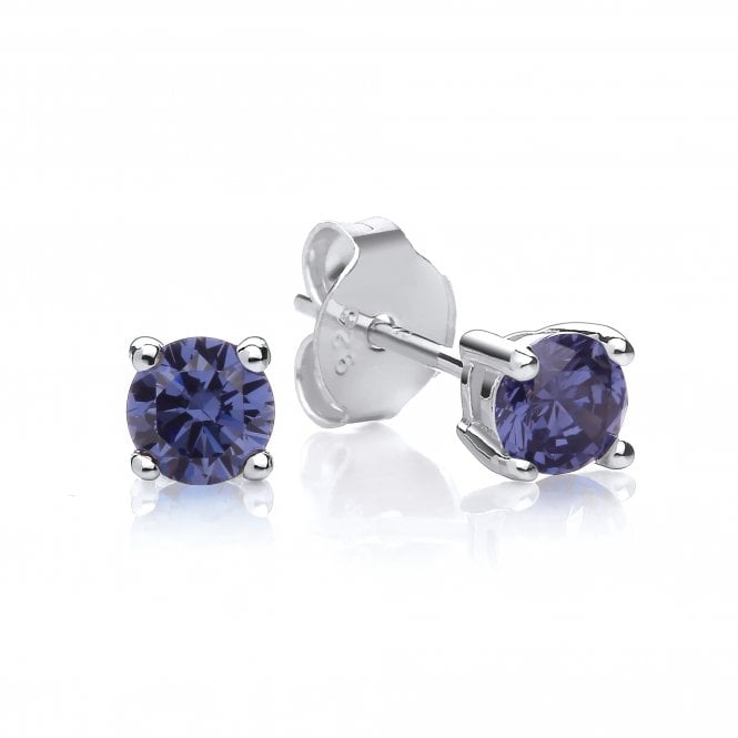 Sterling Silver Created Tanzanite Stud Earrings December