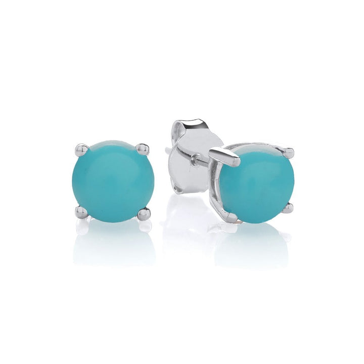 Sterling Silver Created Turquoise 6mm Stud Earrings December Birthstone