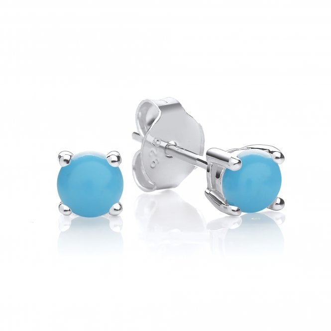 Sterling Silver Created Turquoise Stud Earrings December Birthstone