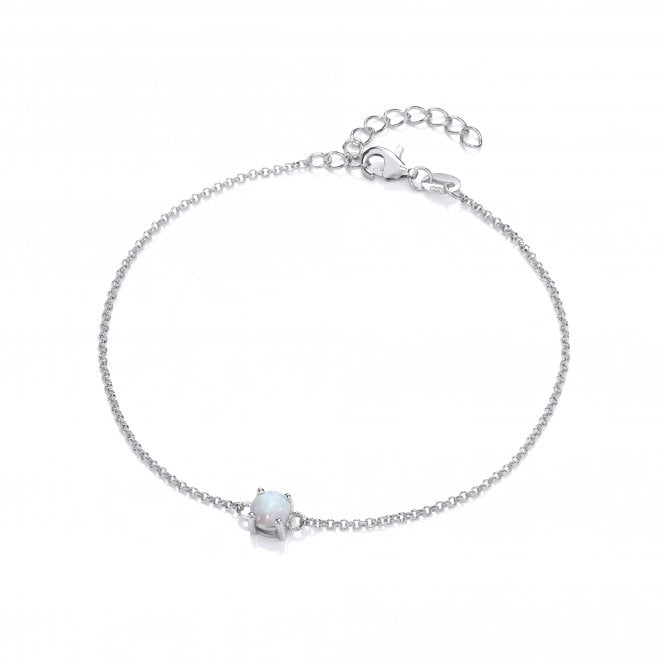 Sterling Silver Created Opal Bracelet October Birthstone