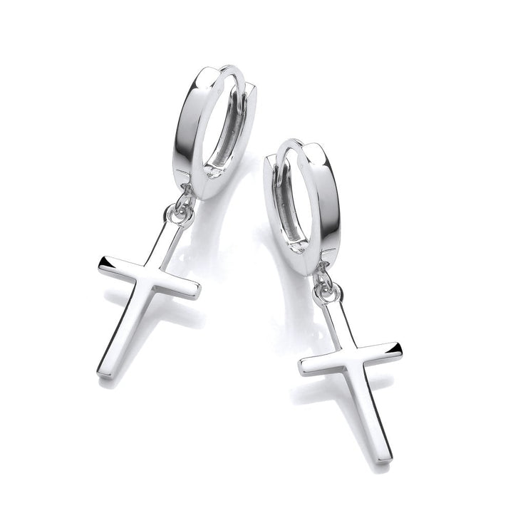 Sterling Silver Cross Hoop Earrings