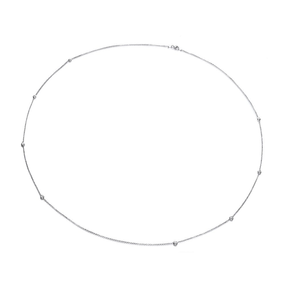 Sterling Silver Cubic Zirconia Long Chain Necklace
