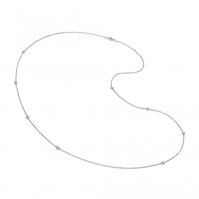 Sterling Silver Cubic Zirconia Long Station Necklace