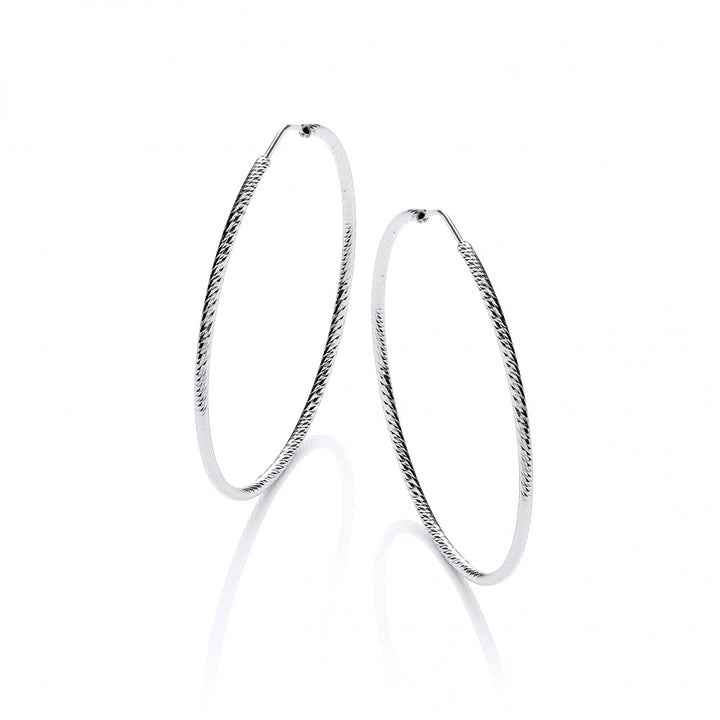 Sterling Silver Diamond Cut 65mm Hoop Earrings
