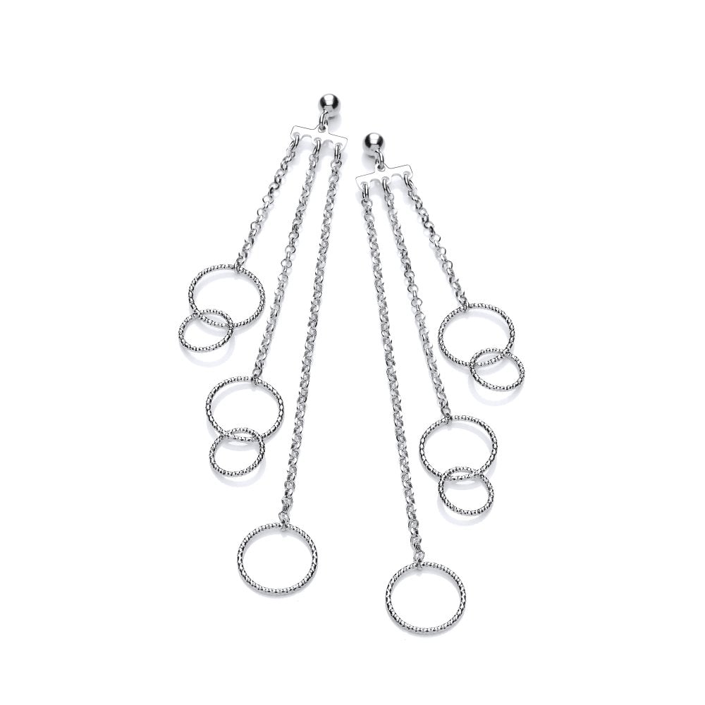 Sterling Silver Diamond Cut Cascading Drop Earrings