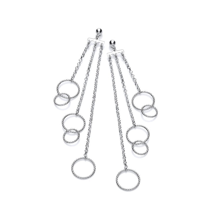 Sterling Silver Diamond Cut Cascading Drop Earrings