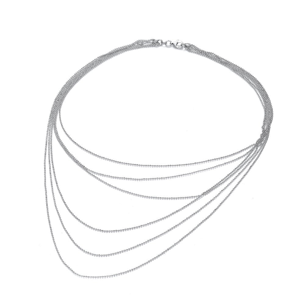 Sterling Silver Diamond Cut Chain Layered Necklace