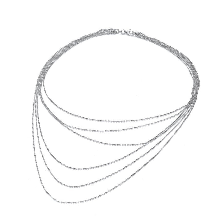 Sterling Silver Diamond Cut Chain Layered Necklace