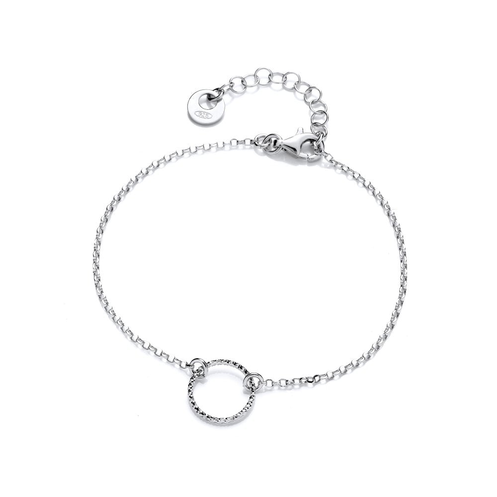 Sterling Silver Diamond Cut Circle Bracelet