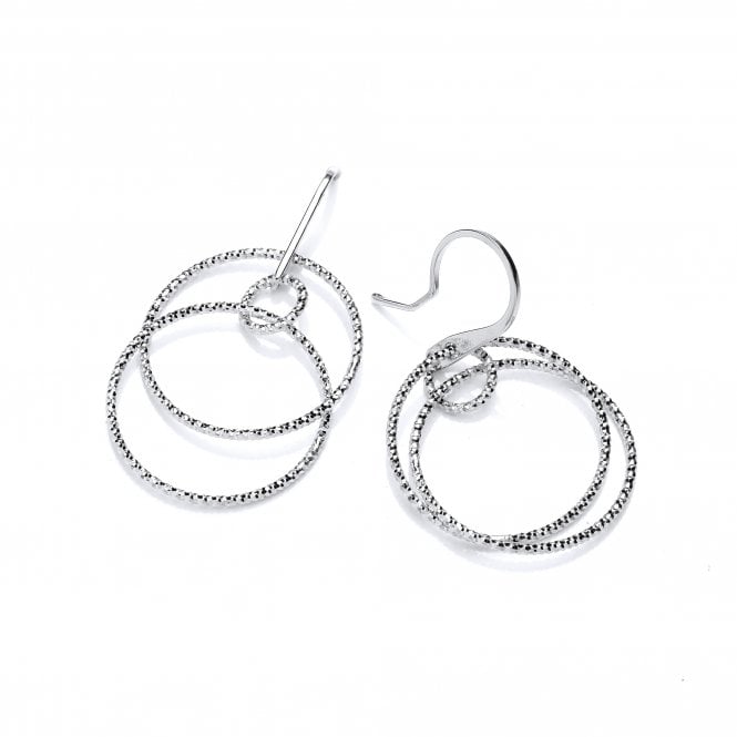 Sterling Silver Diamond Cut Hanging Hoops Drop Earrings – David Deyong