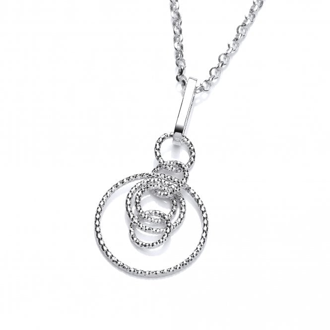 Sterling Silver Diamond Cut Interlocking Circles Necklace